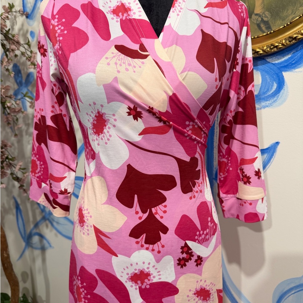 Diane Von Furstenberg Pink Floral Wrap Maxi Dress - Picture 2 of 5